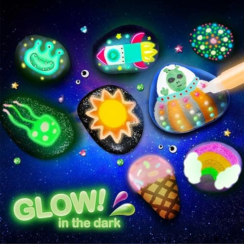 Rock Painting Kit- Glow in The Dark Rock Kit, Arts and Crafts for Kids Ages 6-12, Art Supplies Toy, Kids Craft Paint Kits, Arts & Crafts for Boys Girls Birthday Party Gift Toy thumbnail 2