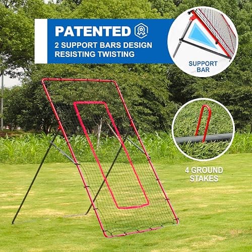 JOLORLY 2-in-1 Volleyball Rebounder Net System, Adjustable from 7x4 ft to 4x4.5 ft, 4-Angle Bounce Back Net, Training Equipment for Volleying, Bumping, Spiking Practice, Resists Twisting thumbnail 2
