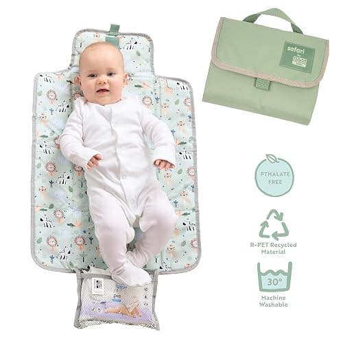 Polar Gear Baby Changing Mat – Wipe-Clean Changing Mat for Newborns – Travel Changing Mat with Pocket – Padded, Foldable Changing Matt Baby – Safari thumbnail 7