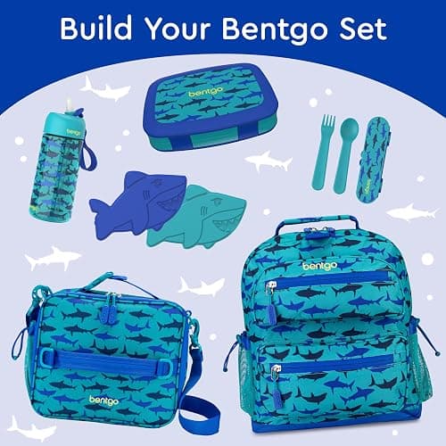 Bentgo Kids Prints Leak-Proof, 5-Compartment Bento-Style Kids Lunch Box - Ideal Portion Sizes for Ages 3-7, Durable, Drop-Proof, Dishwasher Safe, & PFAS & BPA-Free Materials (Sharks) thumbnail 7