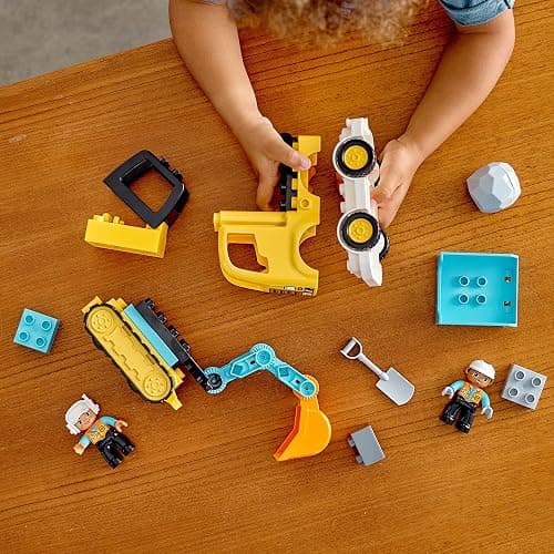 LEGO DUPLO Town Truck & Tracked Excavator Construction Vehicle 10931 Toy for Toddlers 2-4 Years Old Girls & Boys, Fine Motor Skills Development and Learning Toy thumbnail 3