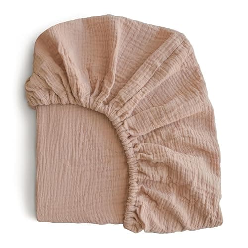 mushie Extra Soft Muslin Fitted Crib Sheet | 192 Thread Count | 28"x 52"(Natural) - Image 1