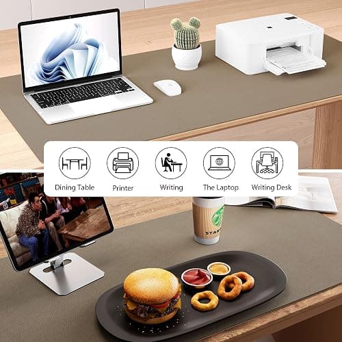 Aothia Dual-Sided Desk Mat - Leather & Cork Desk Protector, Large Mouse Pad & Writing Pad for Office/Home, Coffee (25.6"x13.7") thumbnail 6