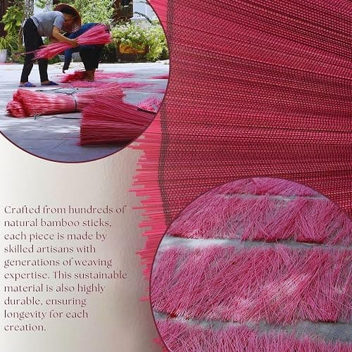 ChumDecor Fan Wall Decor,Large Bamboo Fan Wall Art for Boho Hanging Headboard,Decorative Folding Fan for Over Bed Decorations, (Pink, 31inch) thumbnail 5