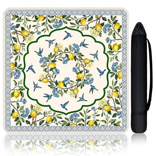 HEIFAM Mahjong Mat for Table, Mahjong Table Mat with Lemon 31x 31in, Non-Slip Noise Reduction Mah Jong Mat with Carrying Bag, Game Table Cover for Mahjongs Poker Card Dominoes, Christmas Birthday Gift - Image 1