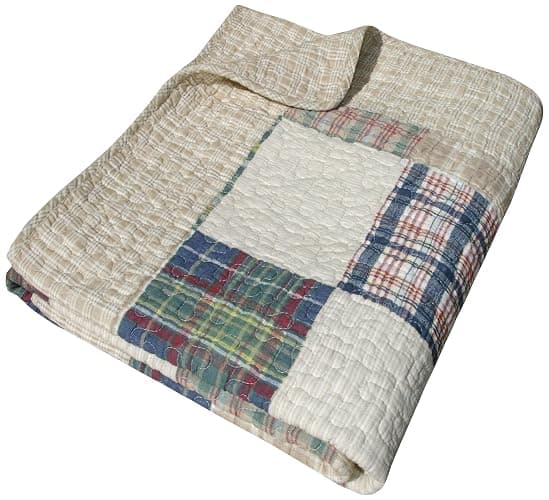 Greenland Home Oxford 100% Cotton Throw Blanket, Tan 50 x 60 in - Image 1