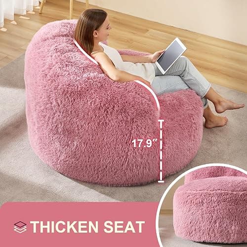 Hobestluk Bean Bag Chair Giant Bean Bag Chairs for Adults Big Bean Bag Chair with Memory Foam Filled Large Beanbags for Living Room, Bedroom (Pink, Standard) thumbnail 5