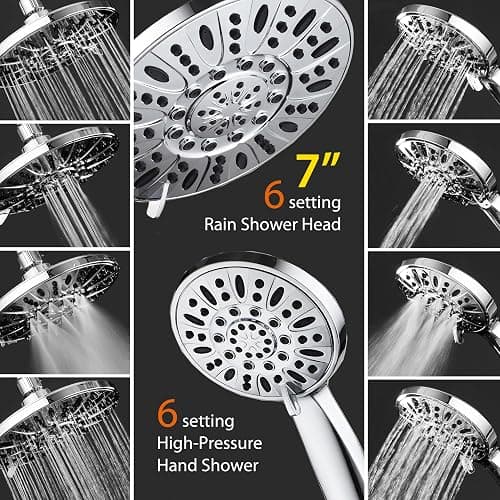 AquaDance for California - 7" Premium High Pressure 3-Way Rainfall Combo for Best of Both Worlds - Enjoy Luxury 6-Setting Rain Showerhead and Hand Held Shower Separately or Together - Chrome Finish thumbnail 3
