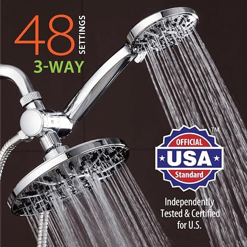 AquaDance for California - 7" Premium High Pressure 3-Way Rainfall Combo for Best of Both Worlds - Enjoy Luxury 6-Setting Rain Showerhead and Hand Held Shower Separately or Together - Chrome Finish thumbnail 2