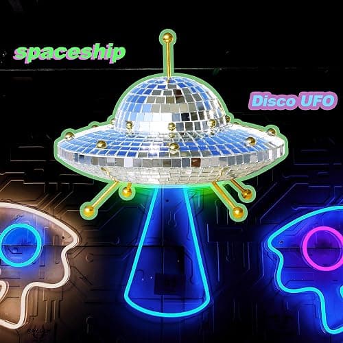 RGZOCT UFO Disco Ball Silver Disco Ball Decor Disco Spaceship Retro Reflective Décor Mirror Decorations for Home,Party,Garden,Handmade Gift (8 * 6inch) thumbnail 5
