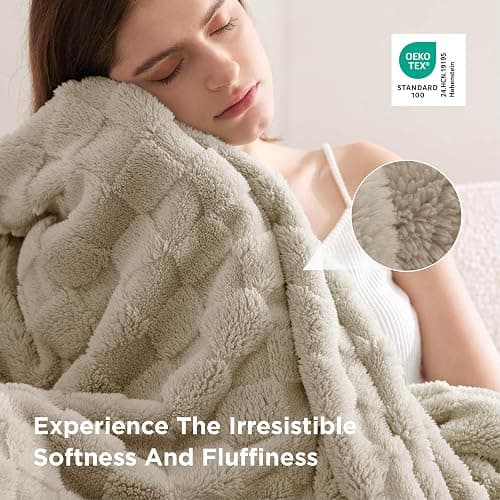 Bedsure GentleSoft Light Brown Throw Blanket for Couch - Checkered Fleece Blankets Gifts for Women Men Girls, Cute Soft Cozy Throw for Bedroom Home Decor Gifts, 50x60 Inches thumbnail 5