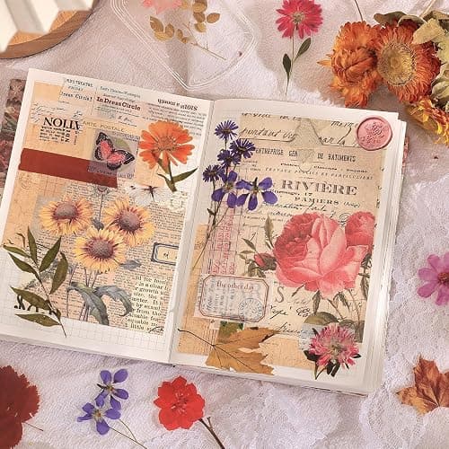 380 Pcs Natural Flower Stickers for Scrapbooking, Vintage Floral Stickers Decals Aesthetic Watercolor Stickers for Journaling Phone Case Stickers Art Bullet Junk Journal Planners DIY Craft Notebook thumbnail 6