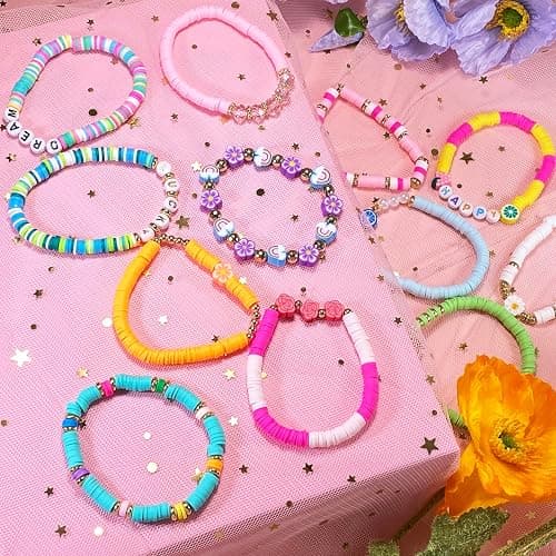 SIELEVIN 10 PCS Kids Friendship Bracelets for Teen Girls Women little Girl Jewelry Colorful Clay Bead Bracelet Set Beach Style Jewelry Gift thumbnail 2