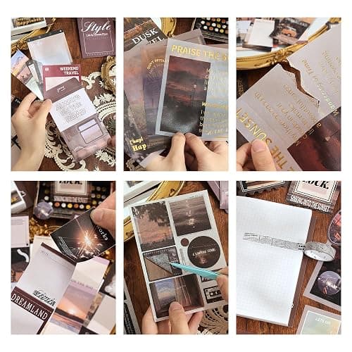 Scrapbooking Supplies Kit, Aesthetic Daily Life Travel Scrapbook Kit for Bullet Junk Journal, Stationery, A6 Grid Notebook, Flower DIY Journaling Supplies, Birthday Craft Gift Teen Girl Kid Women thumbnail 5