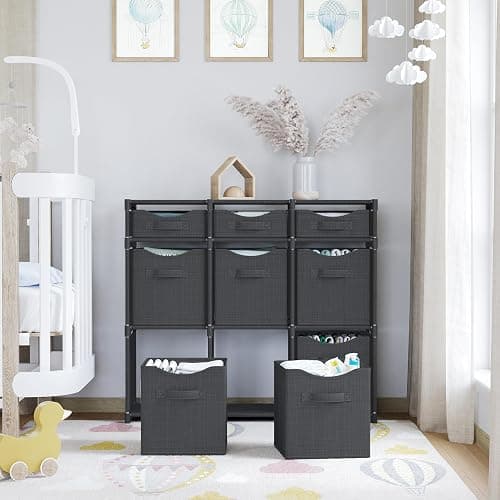 Cube Storage Organizer with Storage Bins Included - The Perfect Closet Organizers and Storage Solution. Includes 9 Storage Cubes, Great For Toy Storage, Closet Storage, Clothes Storage (Dark Grey) thumbnail 6