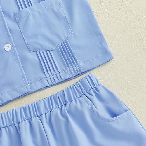 Xnqiwq Kids Toddler Guayaberas Summer Outfits Boys Guayabera Shirts Cuban Short Sleeve Button Down Shirt and Shorts Set 2Pcs thumbnail 5