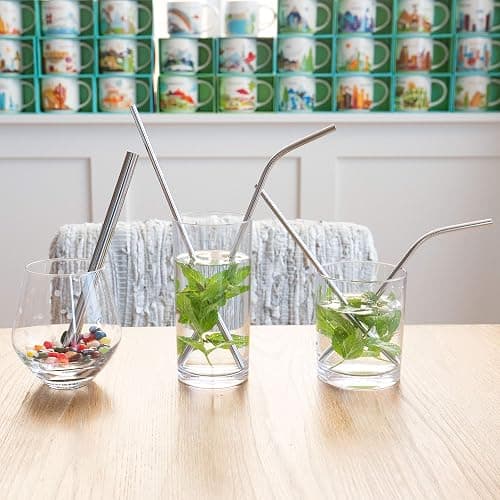 Youngever Reusable Stainless Steel Straws, with 2 Extra Wide Straws for Smoothie and Bubble Tea, to Go Bag, 20 Ounce and 30 Ounce Tumblers (Silver) thumbnail 5