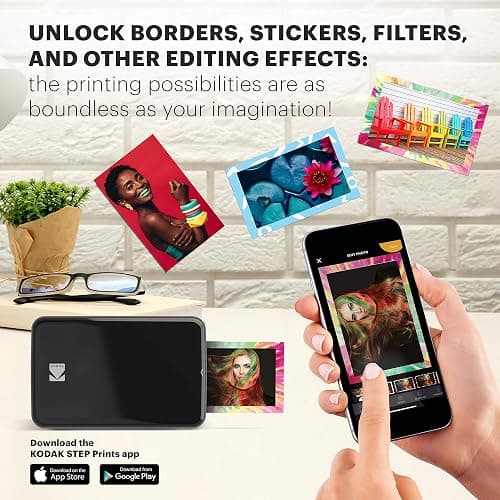 KODAK Step Instant Smartphone Photo Printer - Portable Mini Color Wireless Mobile Printer - Zink 2x3” Sticky-Back Photos - Bluetooth Compatible with iOS & Android Devices - Fun Editing App - Black thumbnail 4