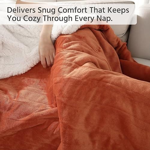 YUSTAL Electric Heated Blanket Full Size 72x84 Inch - Super Soft Flannel Warm Blanket with 10 Heat Settings, 1-12H Auto Shut Off Timer, Machine Washable (Pumpkin) thumbnail 4