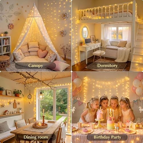 JMEXSUSS USB Fairy Lights for Bedroom, 33ft 100 LED Twinkle Lights Plug in with Remote, Indoor String Light for Dorm Girl's Room Tent DIY Birthday Gift Party Decor, Silver Wire, Warm White,Timer thumbnail 3