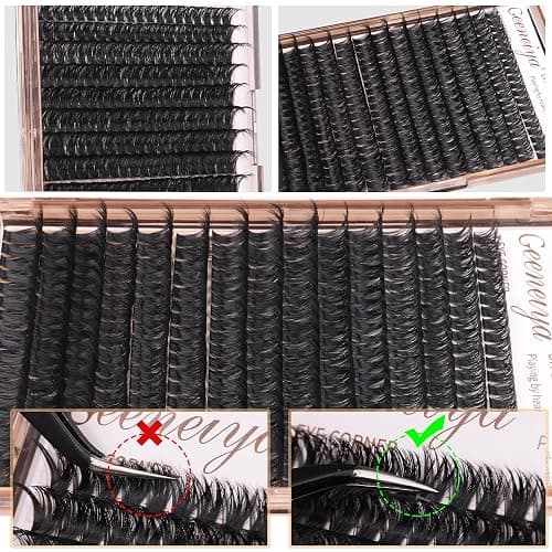 Geeneiya Volume Lash Clusters Kit DIY Lash Extension Kit D Eyelash Extensions with Lash Bond and Seal Tweezers,10-14mm Eye Corner Eyelashes and 16-18MM Cluster Lashes 300Pcs thumbnail 7
