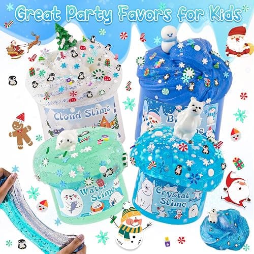 6 Packs Snow Slime Kit - Cloud, Butter, Clear, Water & Crunchy Varieties With Add-ins - Fluffy Making Set for Girls & Boys Party Bag Fillers, 360ml thumbnail 6