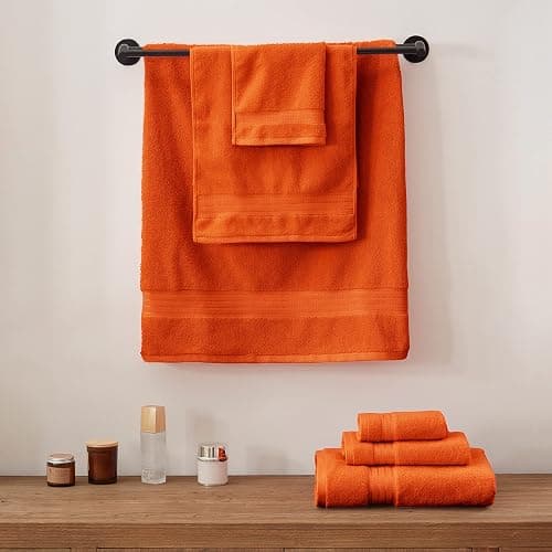 COZYART Burnt Orange Bath Towel Set for Bathroom Turkish Cotton Thick Soft Absorbent Durable 650 GSM Towel Sets of 6, 2 Large Bath Towels, 2 Hand Towels, 2 Washclothes thumbnail 8