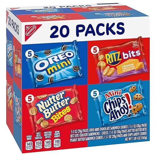 Nabisco Classic Mix Variety Pack, OREO Mini, CHIPS AHOY! Mini, Nutter Butter Bites, RITZ Bits Cheese, School Snacks, 20 - 1 oz Snack Packs thumbnail 11
