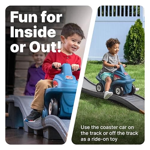 Step2 Up & Down Roller Coaster Kids Ride On Toy, Push Car, Indoor/Outdoor Playset, Made of Durable Plastic, Max Weight 50 lbs., for Toddlers 2-5 Years Old, Gray & Blue thumbnail 4