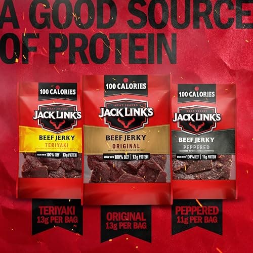 Jack Link's Beef Jerky Variety Pack – Includes Original, Teriyaki and Peppered Jerky, Bulk Protein Snack Pack, Good Source of Protein, Meat Snacks Made with 100% Beef – 1.25 Oz (Pack of 15) thumbnail 4