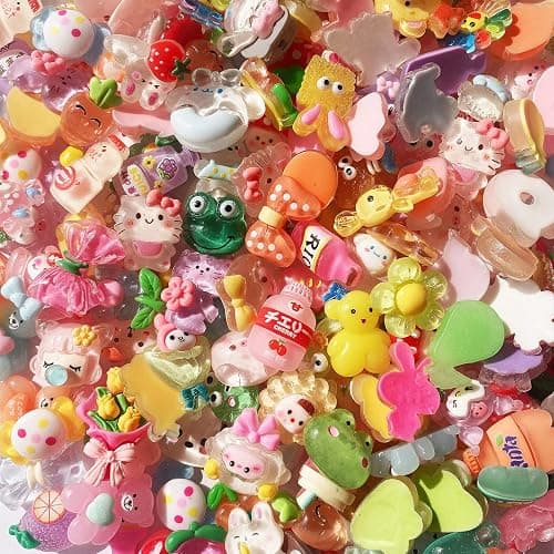 FULUSODO 60pcs Slime Charms Cute Set, Bulk Mixed Resin Charms Set Ornament Scrapbooking thumbnail 3