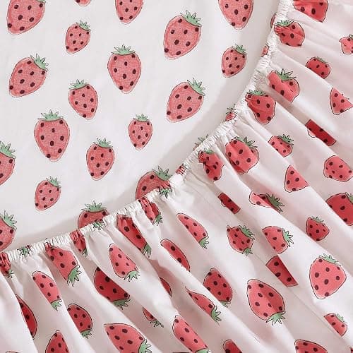 Poppy & Fritz - Queen Sheets, Luxurious Cotton Percale Bedding Set, Crisp & Cool, Super Soft Bed Essentials (Strawberry Picnic Pink, Queen) thumbnail 4