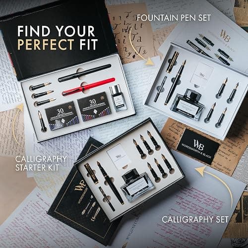Wordsworth and Black Calligraphy Pen Set - Black - Includes 2 Calligraphy Pens, 18 ML Ink Bottle, 60 Ink Cartridges, Ink Refill Converter, 1 Medium and 4 Broad Nibs, Brush Pen thumbnail 7