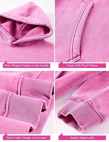 Dnzzs Womens Oversized Hoodie Acid Wash Hoodie Couples Vintage Sweatshirt Heavyweight Fleece Cotton Hoodies Streetwear Trendy thumbnail 4