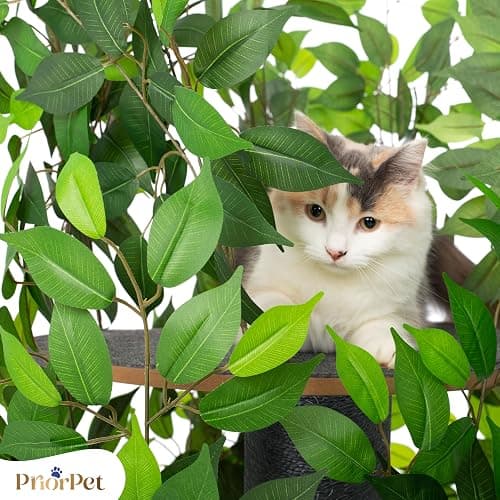 Albero per gatti con Foglie Intercambiabili - Brevettato Tiragraffi per Gatti Adulti, per Arrampicarsi Nascondersi e Dormire - Più Livelli, Facile da Montare - Tiragraffi Gatto Costruzione Robusta thumbnail 9