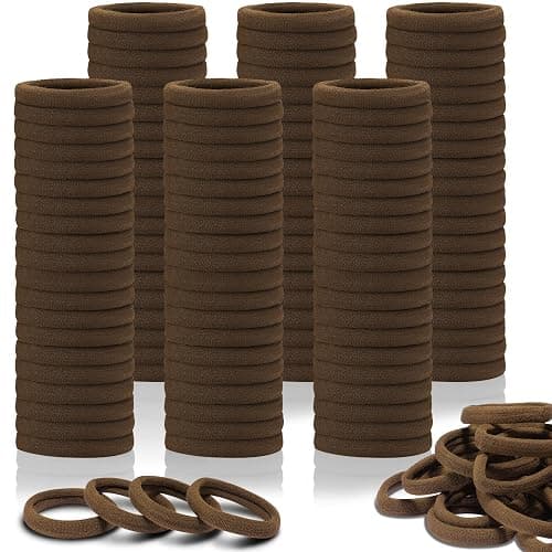 IKOCO 150PCS Hair Ties No Damage for Women, Ouchless Cotton Hair Ties for Thick Hair, Brown - Image 1