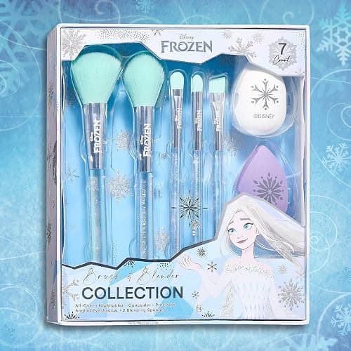 Disney Frozen 7PC Premium Makeup Brush & Blender Set, All-over, Highlighter, Concealer, and Eyeshadow Brush, 2 Beauty Blender Sponges for women and girls by Belle Maison thumbnail 9