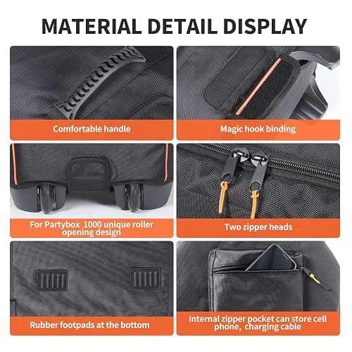 OUKNAK Speaker Bag Travel Case Replacement for JBL Party Box Series, Portable Carry Tote Bag Backpack for JBL Speaker (For partybox 1000) thumbnail 6