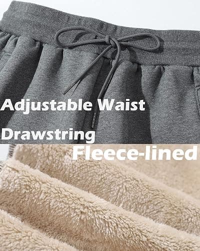 GXAMOY Men's Winter Fleece Pants Sherpa Lined Sweatpants Active Warm Thick Jogger Pants thumbnail 4