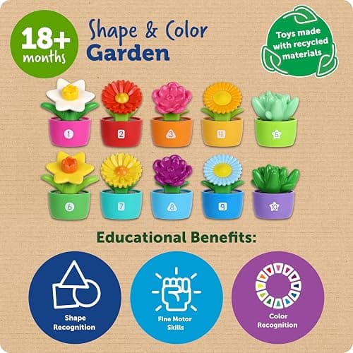 Learning Resources Shape & Color Garden, Toddler Outdoor Toys, Sensory Toys, Kids Gardening Set, Flower Building Set, Montessori, Preschool Learning Activities, Toddler Gifts thumbnail 5