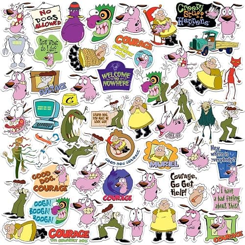 Courage The Cowardly Dog 50ct Vinyl Large Deluxe Stickers Variety Pack - Laptop, Water Bottle, Scrapbooking, Tablet, Skateboard, Indoor/Outdoor - Image 1