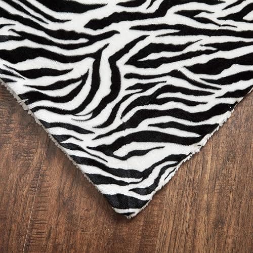 MERRYLIFE Sherpa Throw Blanket Ultra-Plush Comfort | Decorative, Soft, Colorful | Home, Couch, Outdoor, Travel Use (Zebra, 60" 70") thumbnail 5