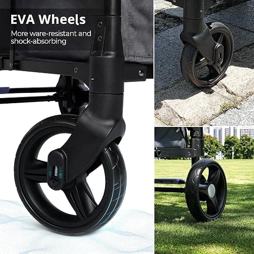 MOMFANN Stroller Wagon for Kids, Wagon Stroller Toddlers 2 Seaters, All-Terrain Baby Wagon Outdoor with Canopy, Parent Organizer, Adjustable Handle & Pull Bar for Infants and Toddlers, Gray thumbnail 4