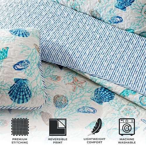 Great Bay Home Coral King Quilt Set, 3 Pieces, Machine Washable thumbnail 4