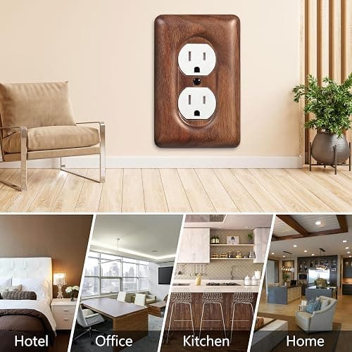 YDJSA Decorative Outlet Covers Solid North American Walnut Plug Plate Covers, Electrical Wall Plates for Outlets thumbnail 6