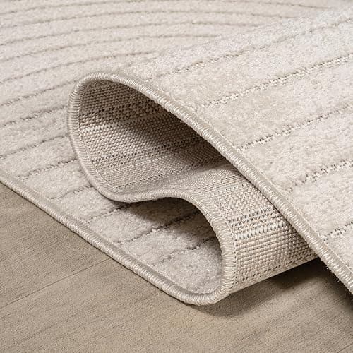 JONATHAN Y Hallie High-Low Curve Ivory/Cream Indoor/Outdoor Area Rug, 5x8, Minimalist, Pet Friendly, Non-Shedding, Stain Resistant, Hose-Washable for Backyard, Patio, Porch (SCN100B-5) thumbnail 5