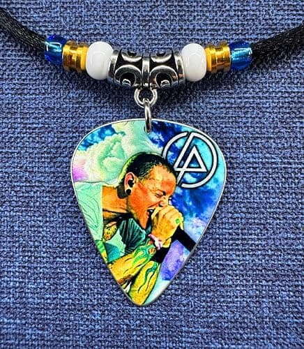 Rock n Roll Tribute aluminum guitar pick necklace - Chester B. thumbnail 2