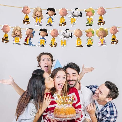 Charlie Broown Theme Birthday Party Supplies Decorations Set, Cartoon Inspired Party Decor with Banner, Cupcake Toppers, Table Decorations for Birthday Celebration and Party Events thumbnail 7