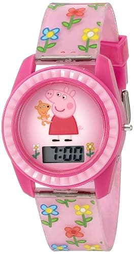 Peppa Pig Kids Digital LCD Watch – Pink Floral Strap, Easy-Read Display, Fun Cartoon Character Design, Adjustable Fit, Lightweight & Comfortable, Perfect for Girls – Fits Wrists 5.5” to 8” - Image 1