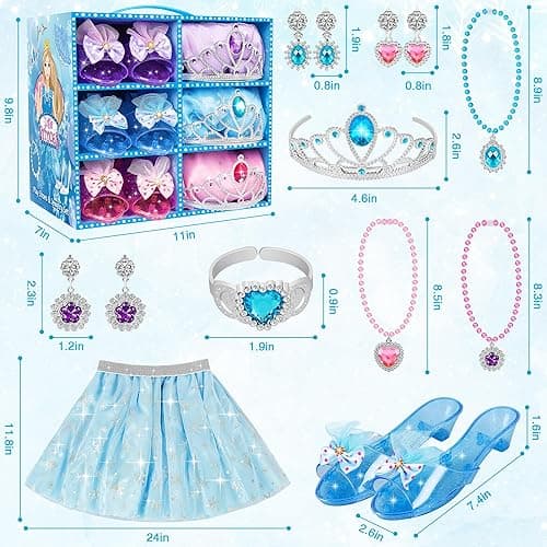 LJZJ Princess Dress Up Toys & Jewelry Boutique,Girl Role Play Gifts,Kids Toys for 3-6 Years Girl Toddler ​B-Day Party Favors - Blue thumbnail 6
